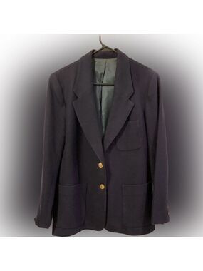 MS Sport Navy Blue 100% Wool fully lined Blazer 2 Button closure Size 10 EUC
